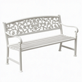 Ławka ogrodowa 125 x 60 x 90 cm metalowa biała z kwiatowym oparciem