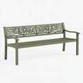 Ławka ogrodowa 150 x 60 x 90 cm metalowa zielona z oparciem w motyw liści