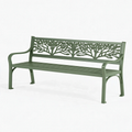 Ławka ogrodowa 150 x 62 x 90 cm metalowa zielona z oparciem w motyw liści
