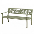 Ławka ogrodowa 125 x 60 x 88 cm metalowa zielona z oparciem w stylu klasycznym