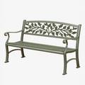 Ławka ogrodowa 122 x 61 x 91 cm metalowa zielona z oparciem w stylu klasycznym