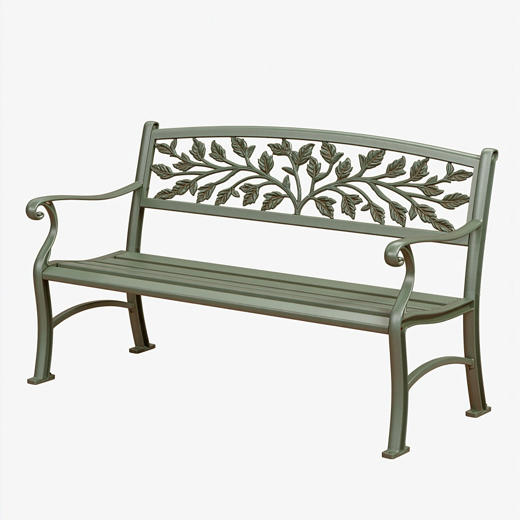 Ławka ogrodowa 122 x 61 x 91 cm metalowa zielona z oparciem w stylu klasycznym