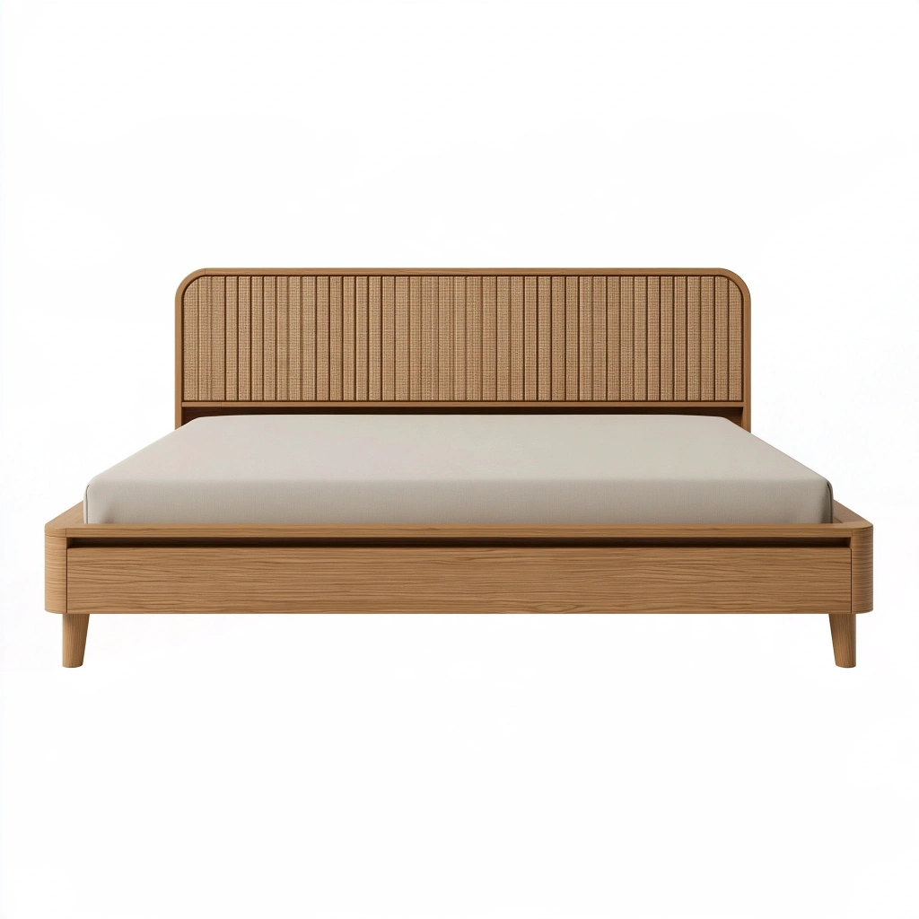 Łóżko 160 x 200 cm z drewna w kolorze naturalnym - styl japandi
