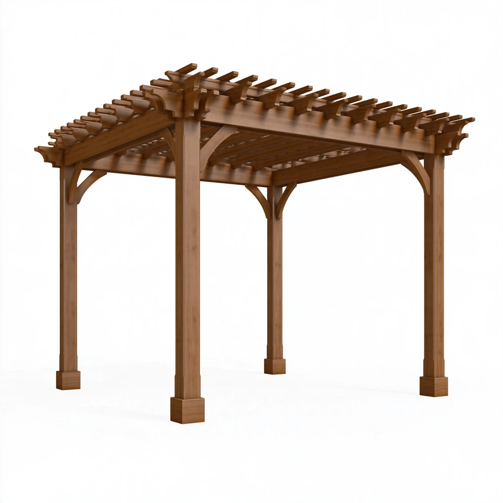 Pergola ogrodowa 300 x 300 x 240 cm z drewna brązowa - ażurowe zadaszenie