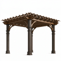Pergola ogrodowa 300 x 300 x 250 cm z drewna brązowo-antracytowa ażurowa