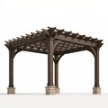 Pergola ogrodowa 300 x 300 x 250 cm z drewna brązowa - ażurowe zadaszenie do ogrodu