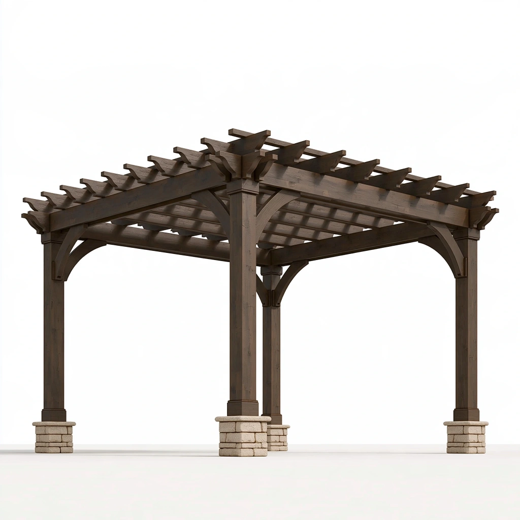 Pergola ogrodowa 300 x 300 x 250 cm z drewna brązowa - ażurowe zadaszenie do ogrodu