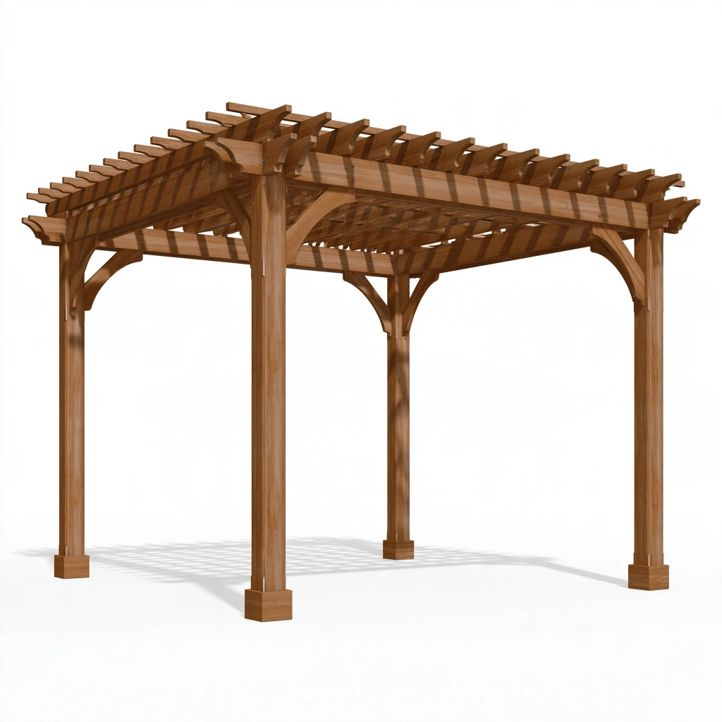 Pergola ogrodowa 300 x 300 x 240 cm drewniana brązowa ażurowa