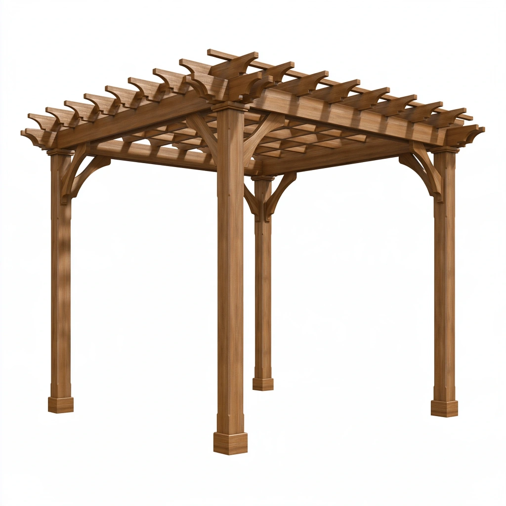 Pergola ogrodowa 300 x 300 x 240 cm z drewna brązowa - ażurowe zadaszenie tarasowe