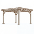 Pergola ogrodowa 400 x 300 x 250 cm z drewna beżowa - z falistym zadaszeniem