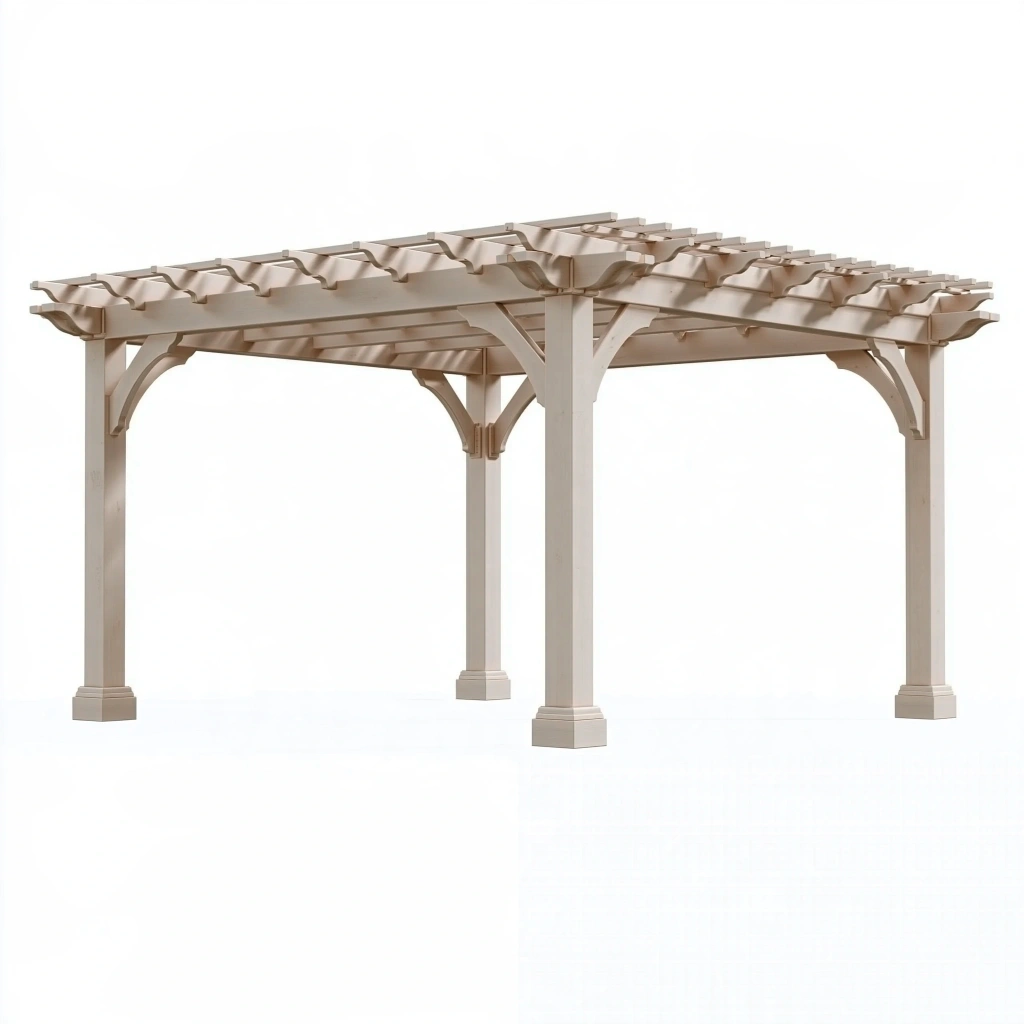 Pergola ogrodowa 400 x 300 x 250 cm z drewna beżowa - z falistym zadaszeniem