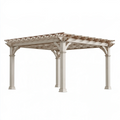 Pergola ogrodowa 400 x 300 x 250 cm z drewna beżowa klasyczna z ażurowym dachem
