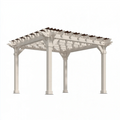 Pergola ogrodowa 360 x 360 x 250 cm drewniana biała brązowa do tarasu klasyczna ażurowa